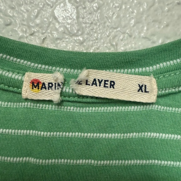 MARINE LAYER Green and White Lydia Textured Striped Tank Top Size XL - Picture 10 of 16